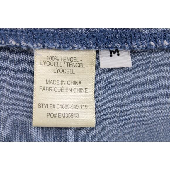 Cloth & Stone Women's Flare Sleeve Chambray Shirt Button Back Blue Sz M - Picture 7 of 8